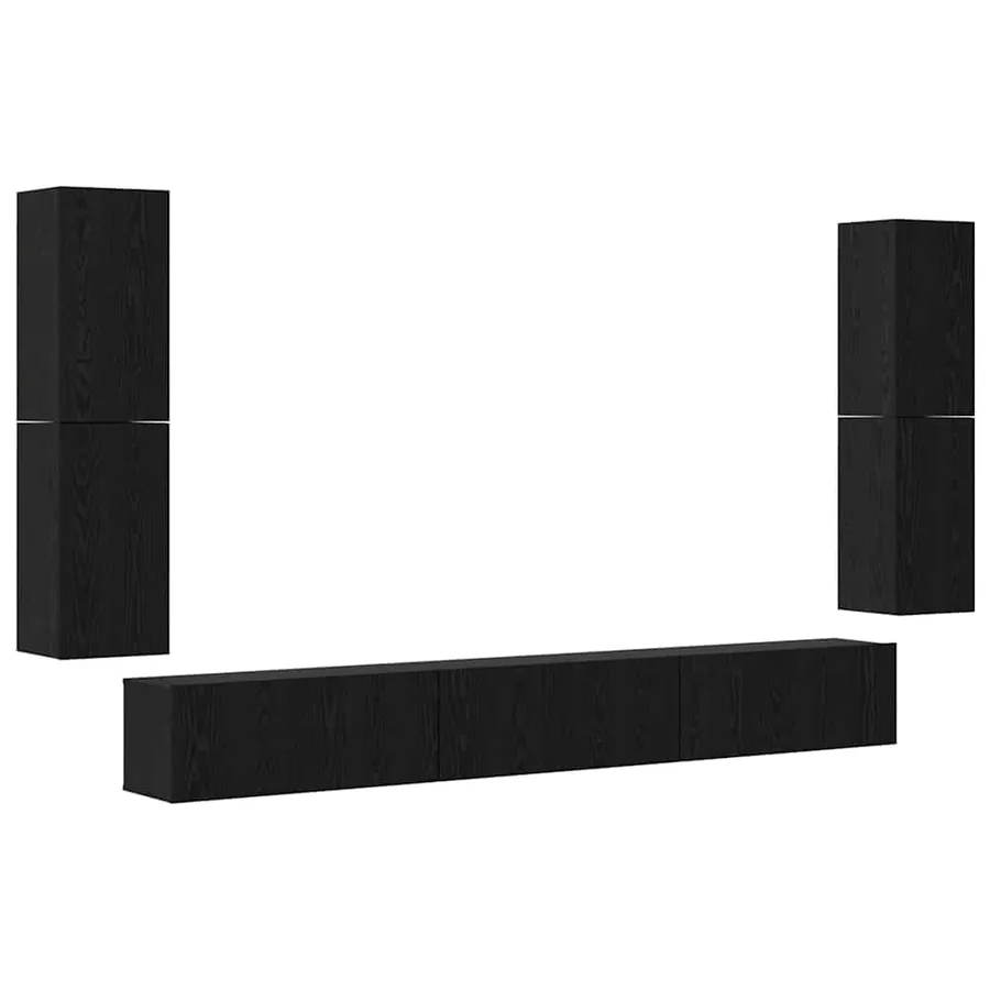 Unites TV Montage mural 4 pcs Chêne noir Bois d'ingénierie - 2