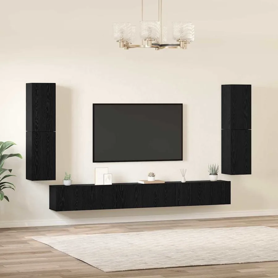 Unites TV Montage mural 4 pcs Chêne noir Bois d'ingénierie - 4