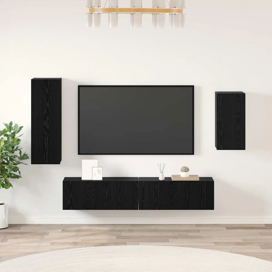 Ensemble meuble TV 4 pcs Chêne noir Bois d'ingénierie