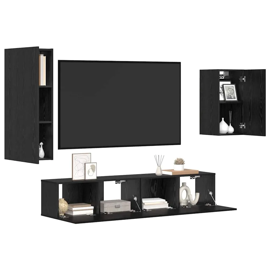 Ensemble meuble TV 4 pcs Chêne noir Bois d'ingénierie - 3