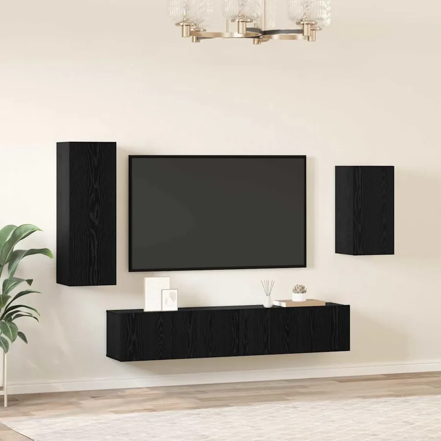 Ensemble meuble TV 4 pcs Chêne noir Bois d'ingénierie - 4