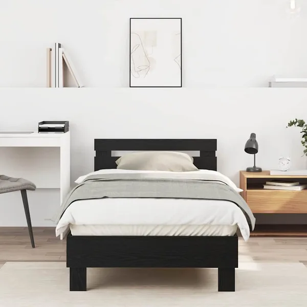 Cadre de lit Chêne noir 203 x 95 x 70 cm Bois d'ingénierie