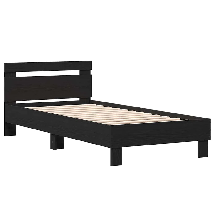 Cadre de lit Chêne noir 203 x 95 x 70 cm Bois d'ingénierie - 4