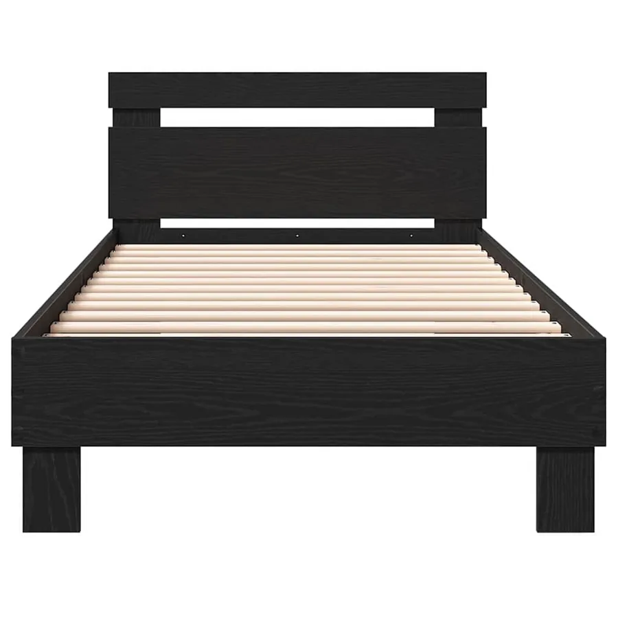 Cadre de lit Chêne noir 203 x 95 x 70 cm Bois d'ingénierie - 5