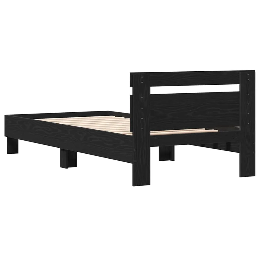 Cadre de lit Chêne noir 203 x 95 x 70 cm Bois d'ingénierie - 7