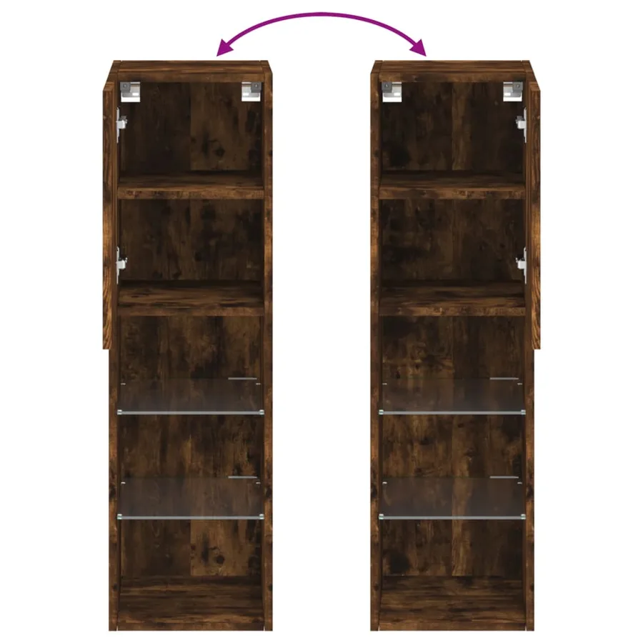 Meubles TV avec lumières LED 2 pcs chêne fumé 30,5x30x102 cm - 12
