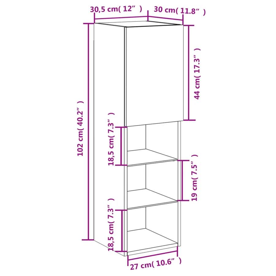 Meubles TV avec lumières LED 2 pcs chêne fumé 30,5x30x102 cm - 19