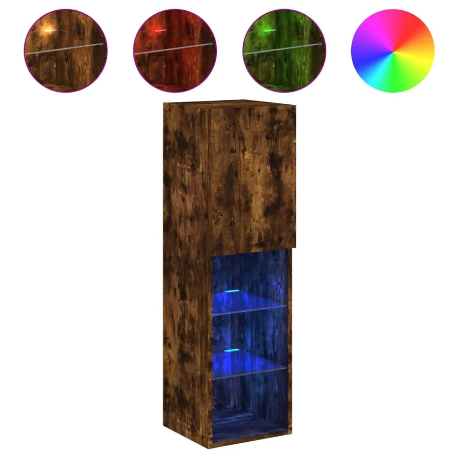 Meubles TV avec lumières LED 2 pcs chêne fumé 30,5x30x102 cm - 6