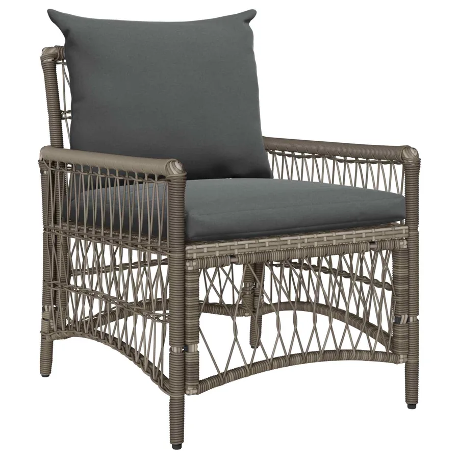 Chaise de jardin avec coussin Gris 73 x 61 x 77 cm polyrotin
