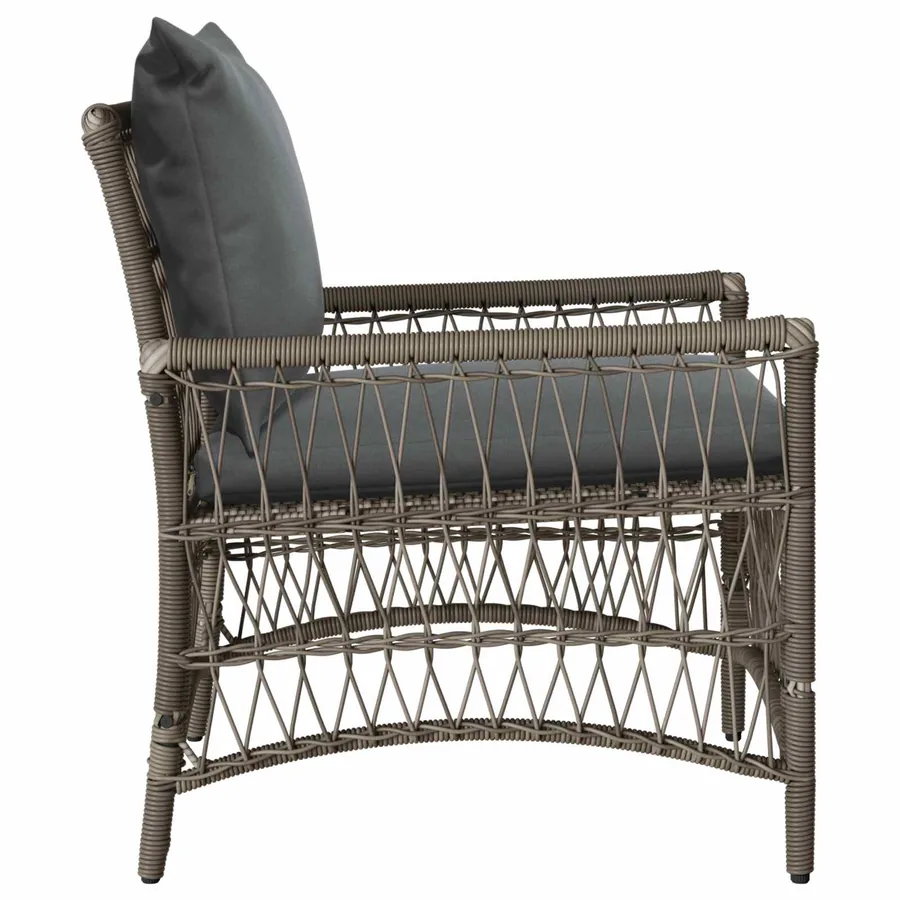 Chaise de jardin avec coussin Gris 73 x 61 x 77 cm polyrotin - 3