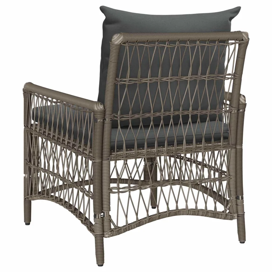Chaise de jardin avec coussin Gris 73 x 61 x 77 cm polyrotin - 4