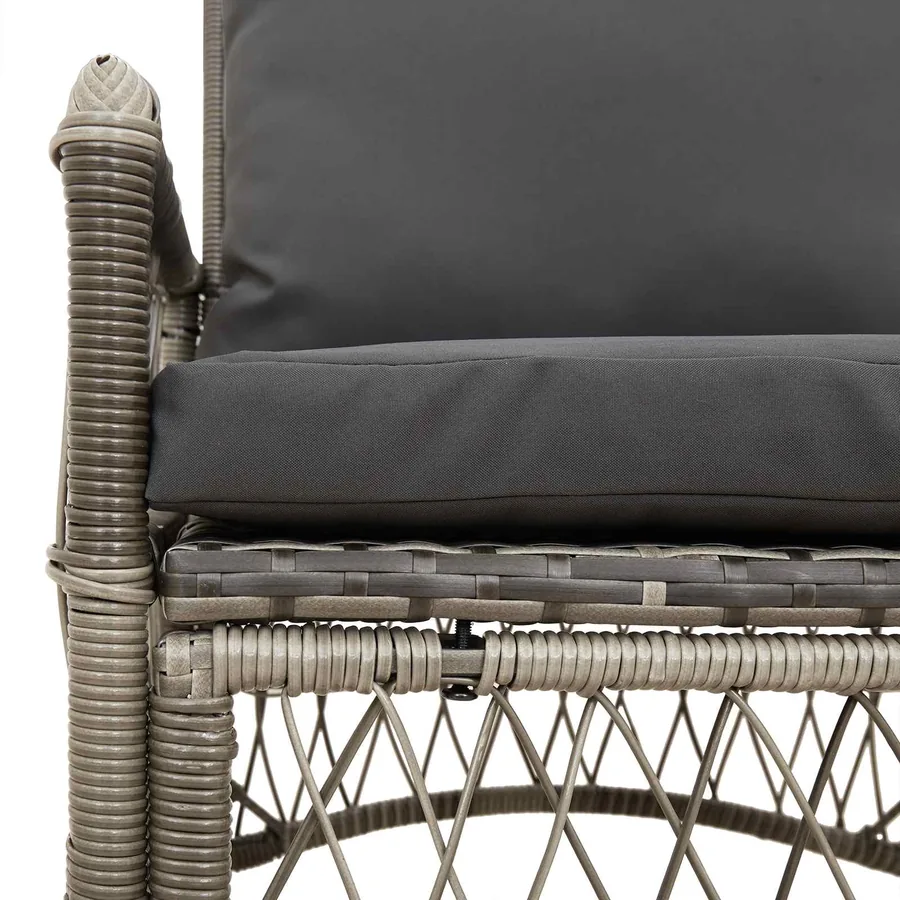 Chaise de jardin avec coussin Gris 73 x 61 x 77 cm polyrotin - 5