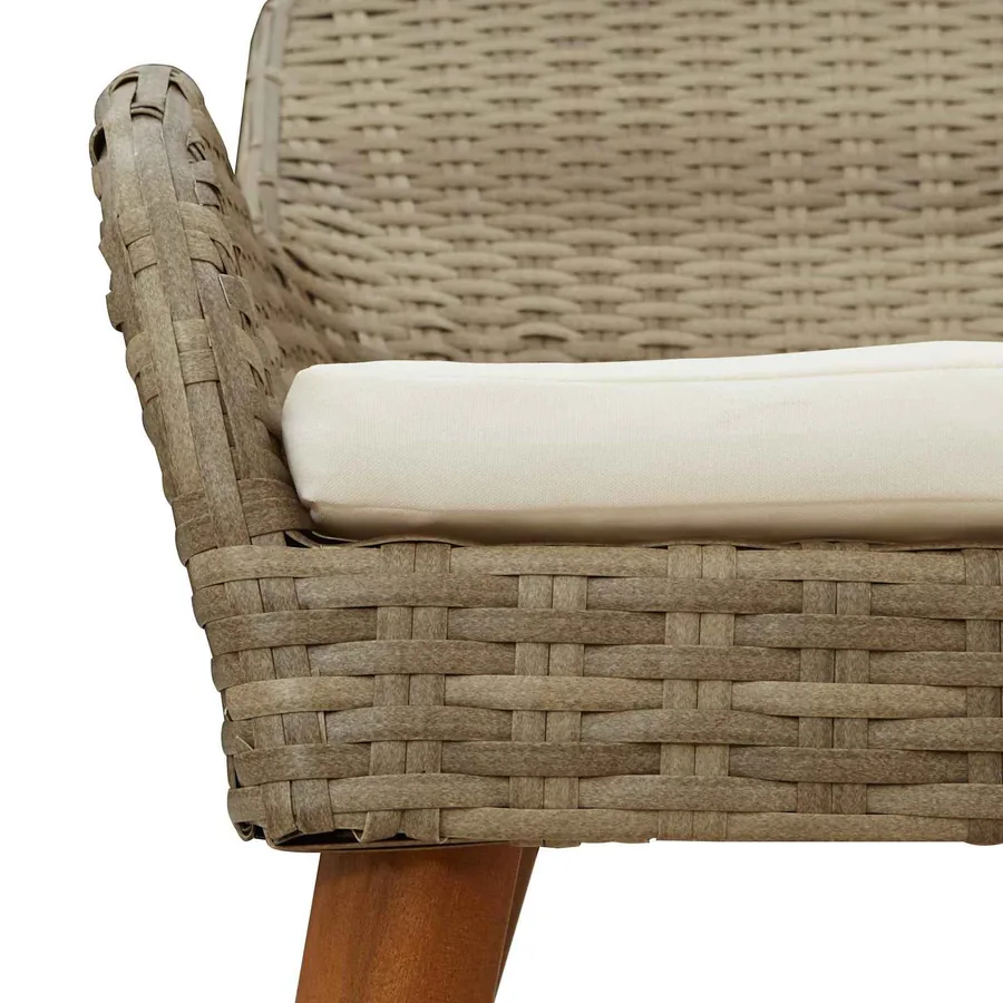 Ensemble de salle à manger pour jardin 9 pcs Beige polyrotin - 8