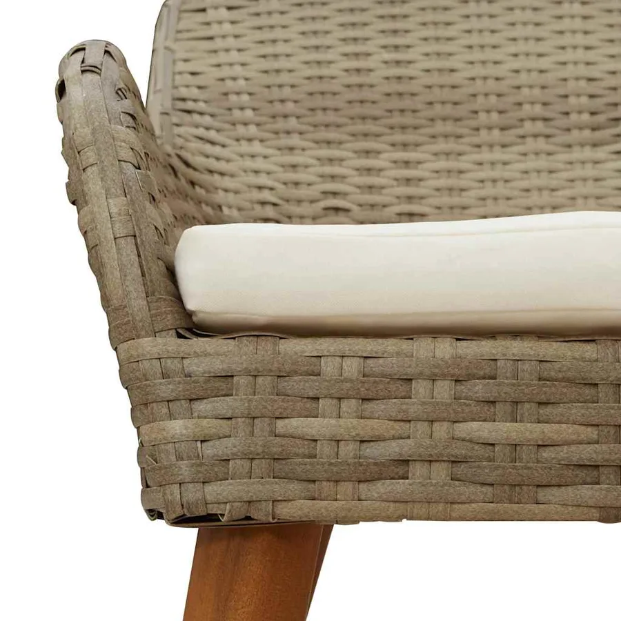 Ensemble de salle à manger pour jardin 5 pcs Beige polyrotin - 10