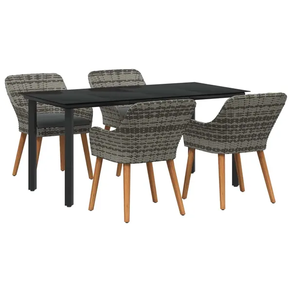 Ensemble de salle à manger pour jardin 5 pcs Gris polyrotin