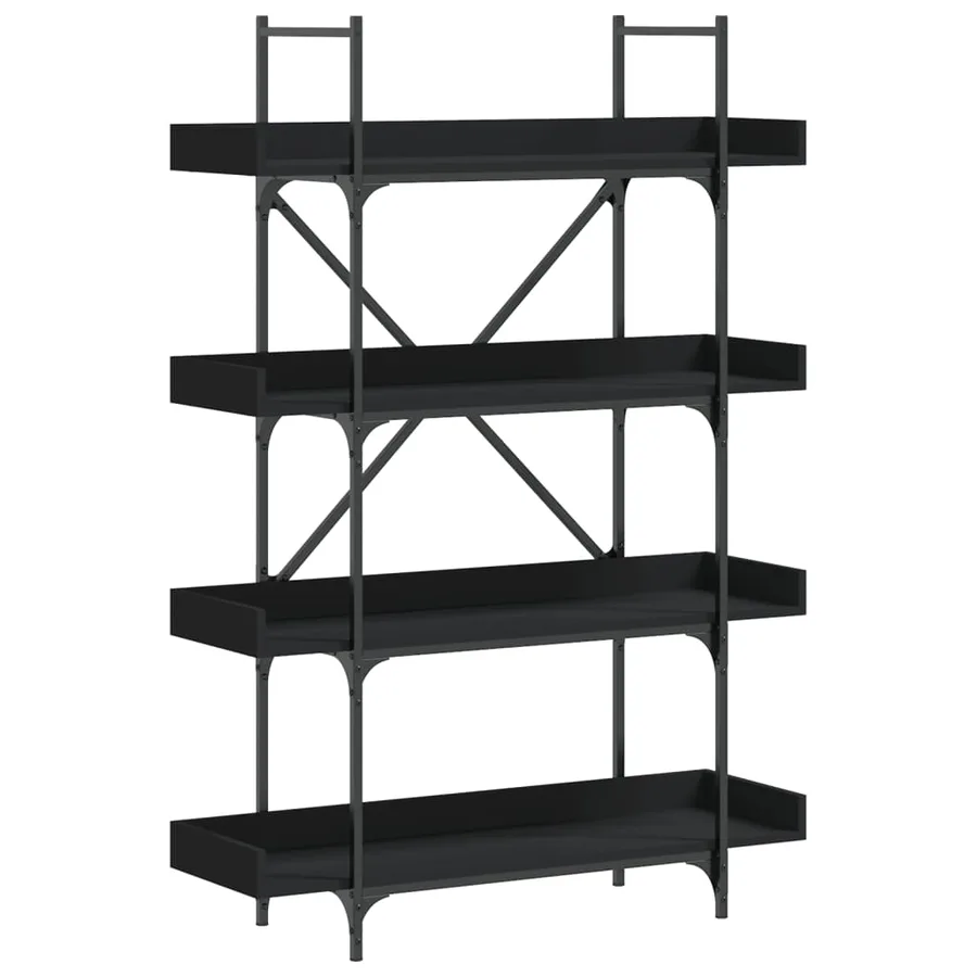 Bibliothèque à 4 niveaux noir 100x33x145,5 cm bois d'ingénierie - 2