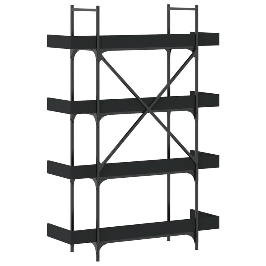 Bibliothèque à 4 niveaux noir 100x33x145,5 cm bois d'ingénierie - 6