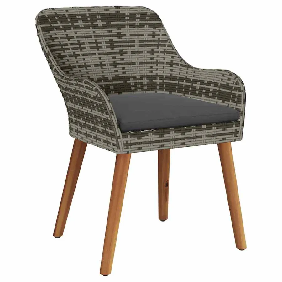 Ensemble de salle à manger pour jardin 5 pcs Gris polyrotin - 6