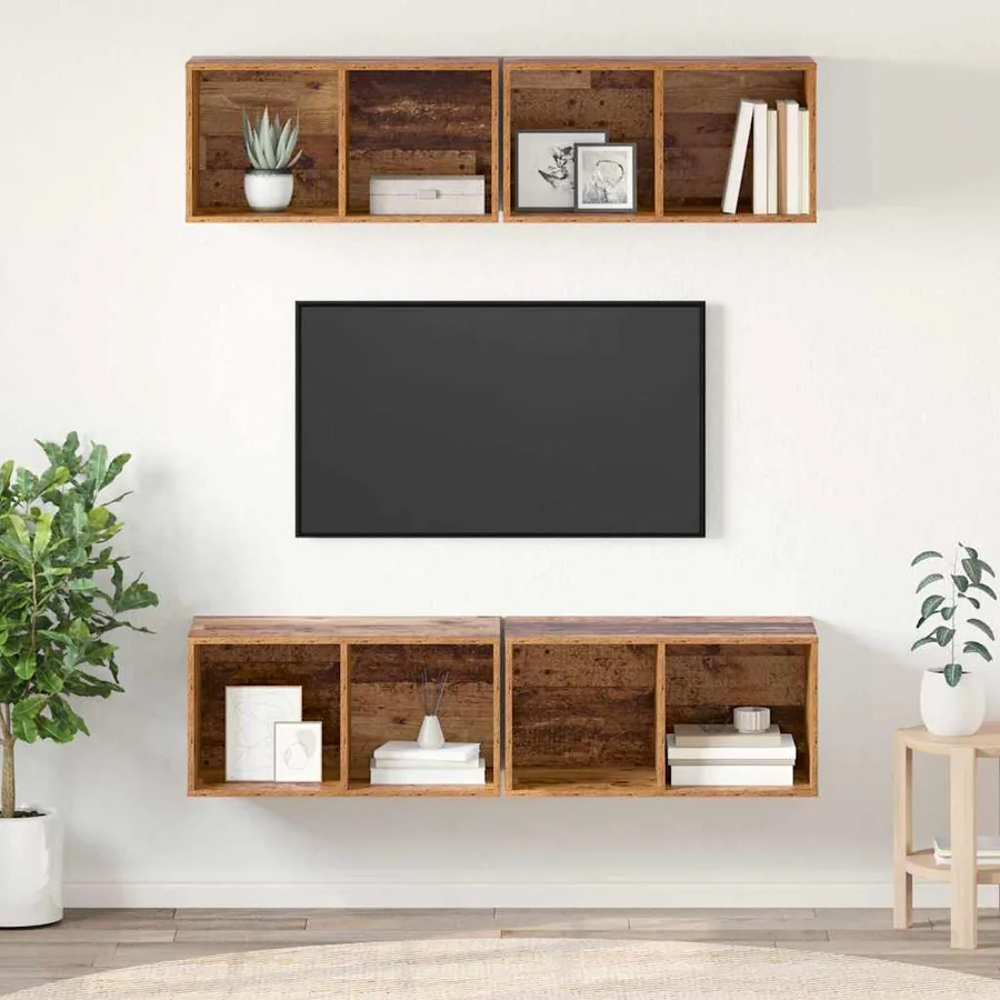 Ensemble meuble TV 4 pcs Bois Ancien 37 x 37 x 72 cm