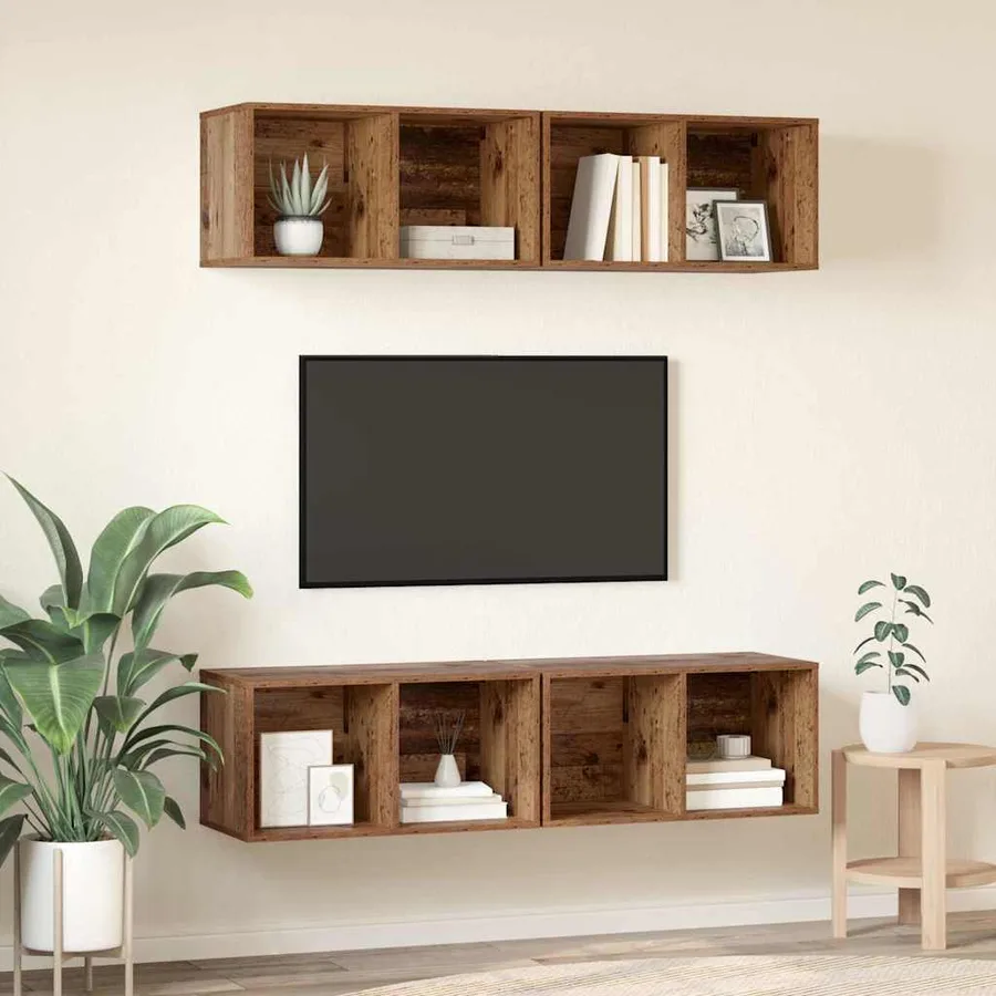 Ensemble meuble TV 4 pcs Bois Ancien 37 x 37 x 72 cm - 4
