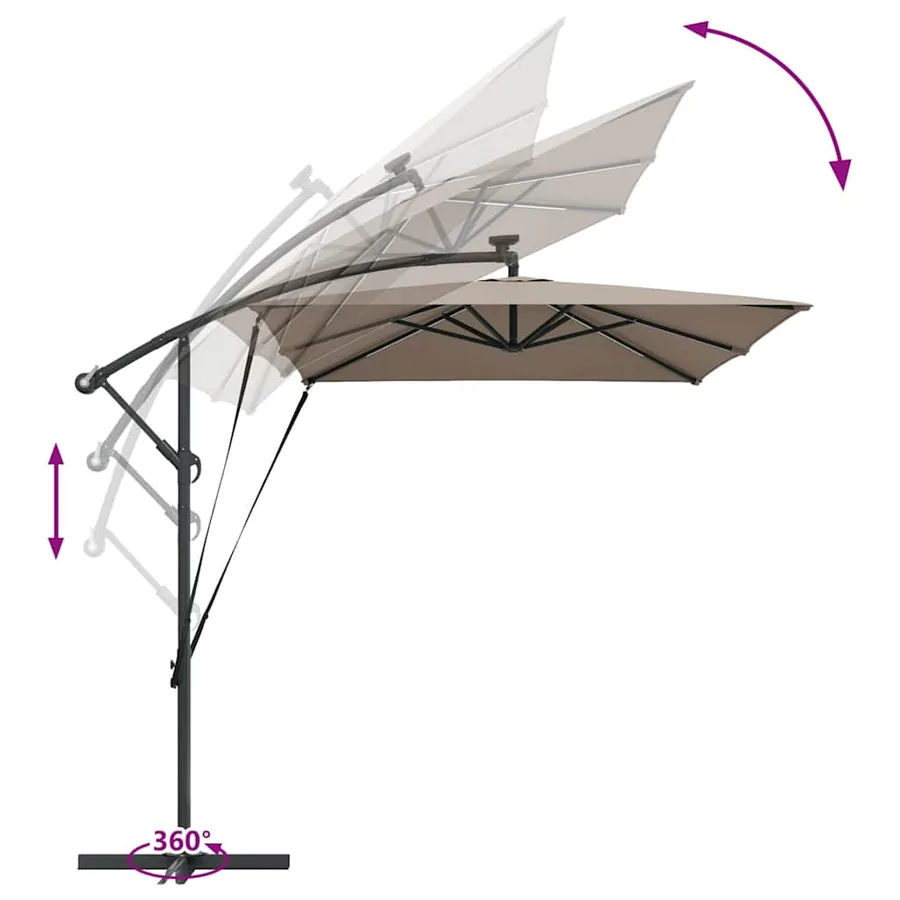 Parasol Taupe 294 x 200 x 270 cm Polyester et Aluminium - 13