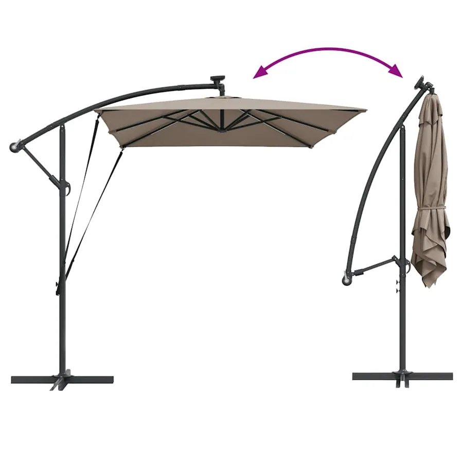 Parasol Taupe 294 x 200 x 270 cm Polyester et Aluminium - 14