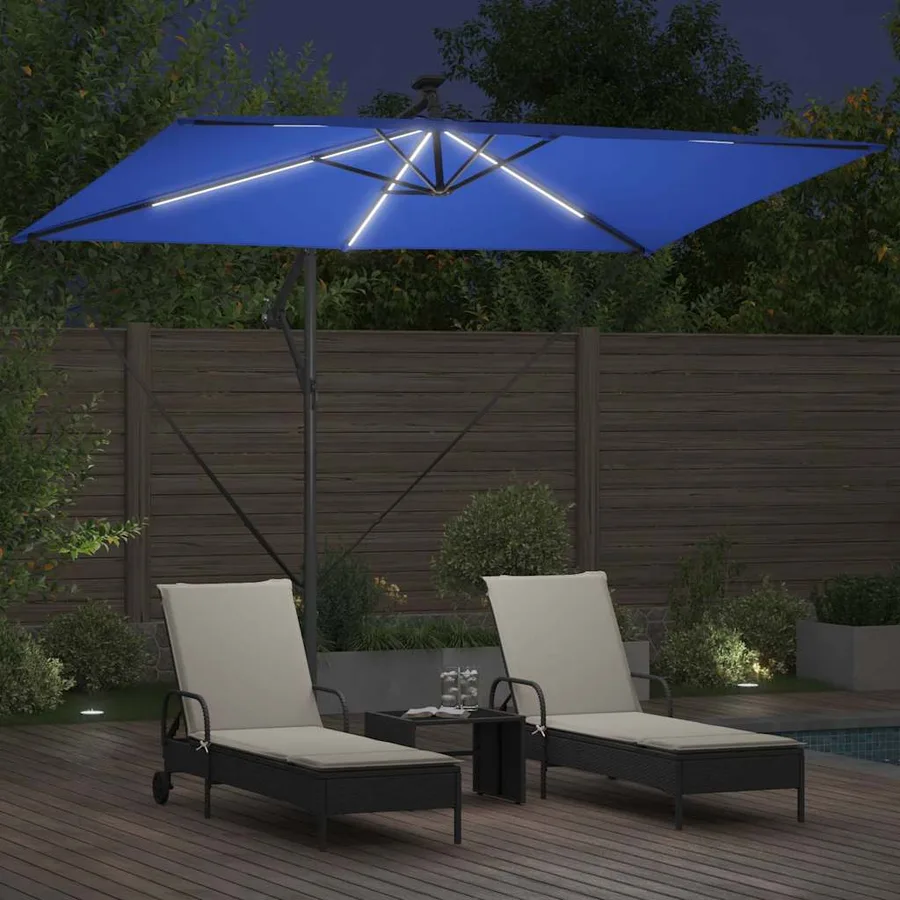 Parasol 294 x 200 x 270 cm Polyester et Aluminium Azur - 4