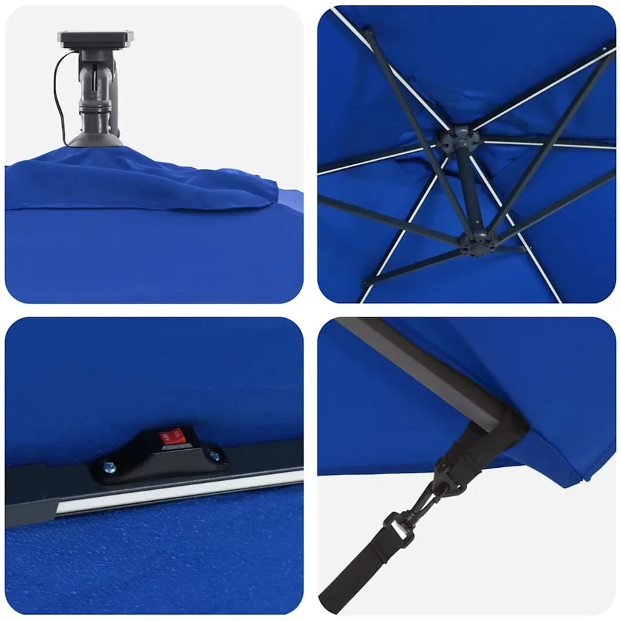 Parasol 294 x 200 x 270 cm Polyester et Aluminium Azur - 9
