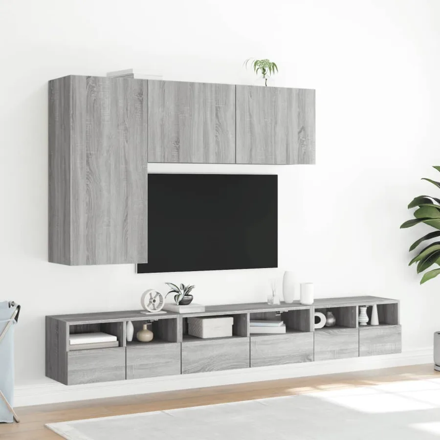 Meuble TV mural sonoma gris 100x30x41 cm - 11