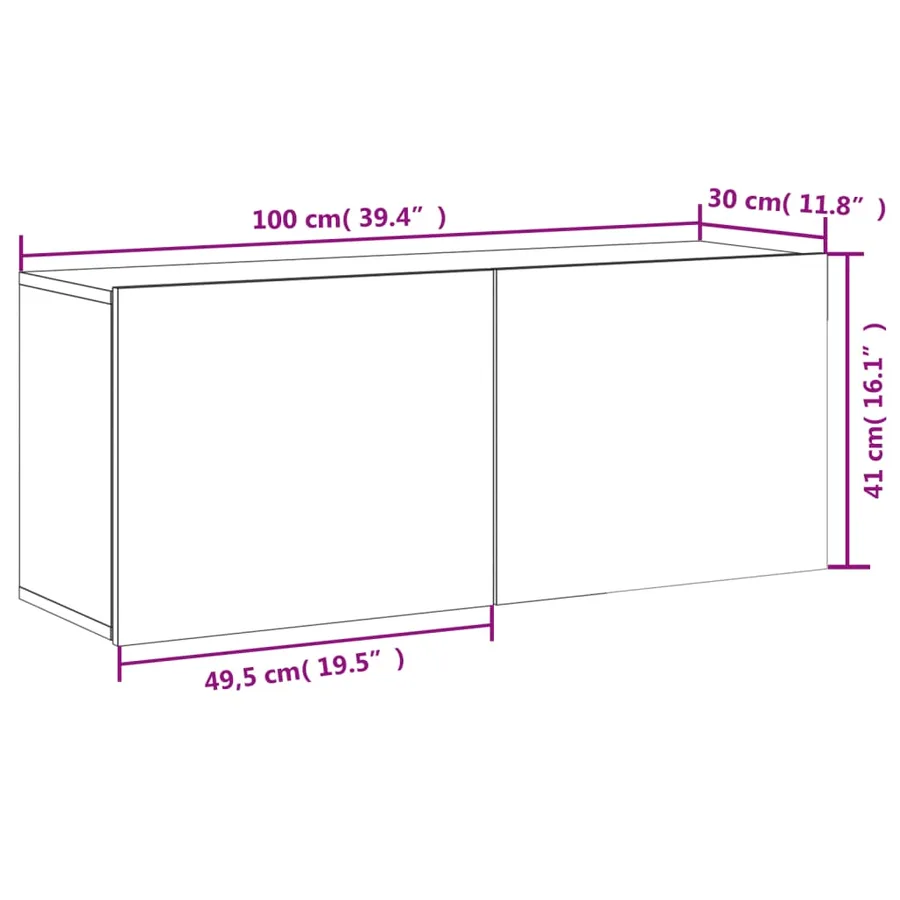 Meuble TV mural sonoma gris 100x30x41 cm - 13