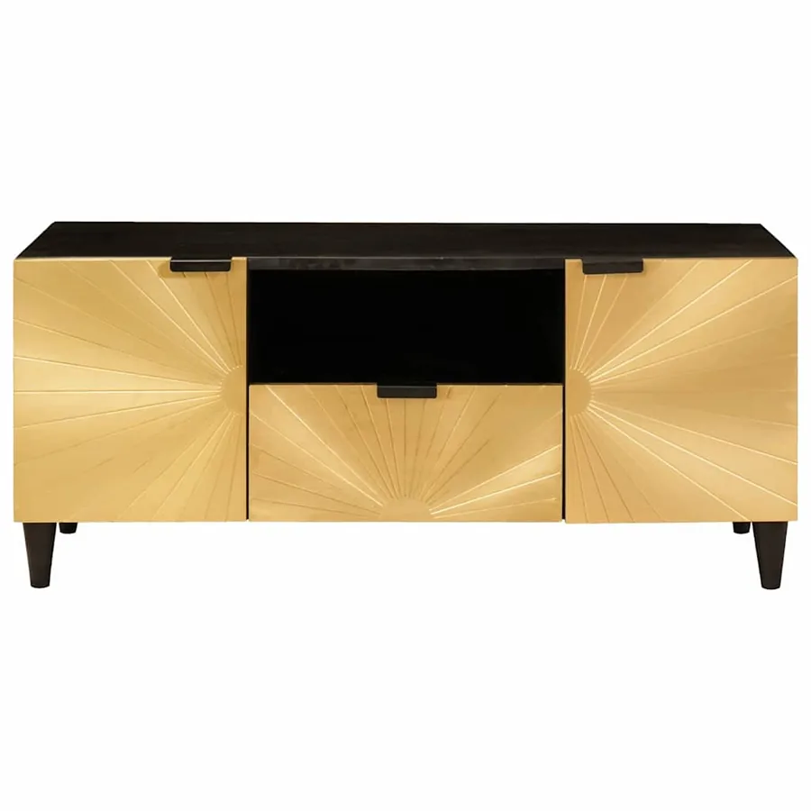 Meuble TV Noir et or 105 x 33 x 46 cm Bois d'ingénierie - 3