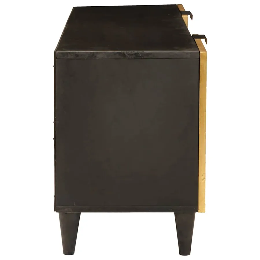 Meuble TV Noir et or 105 x 33 x 46 cm Bois d'ingénierie - 4