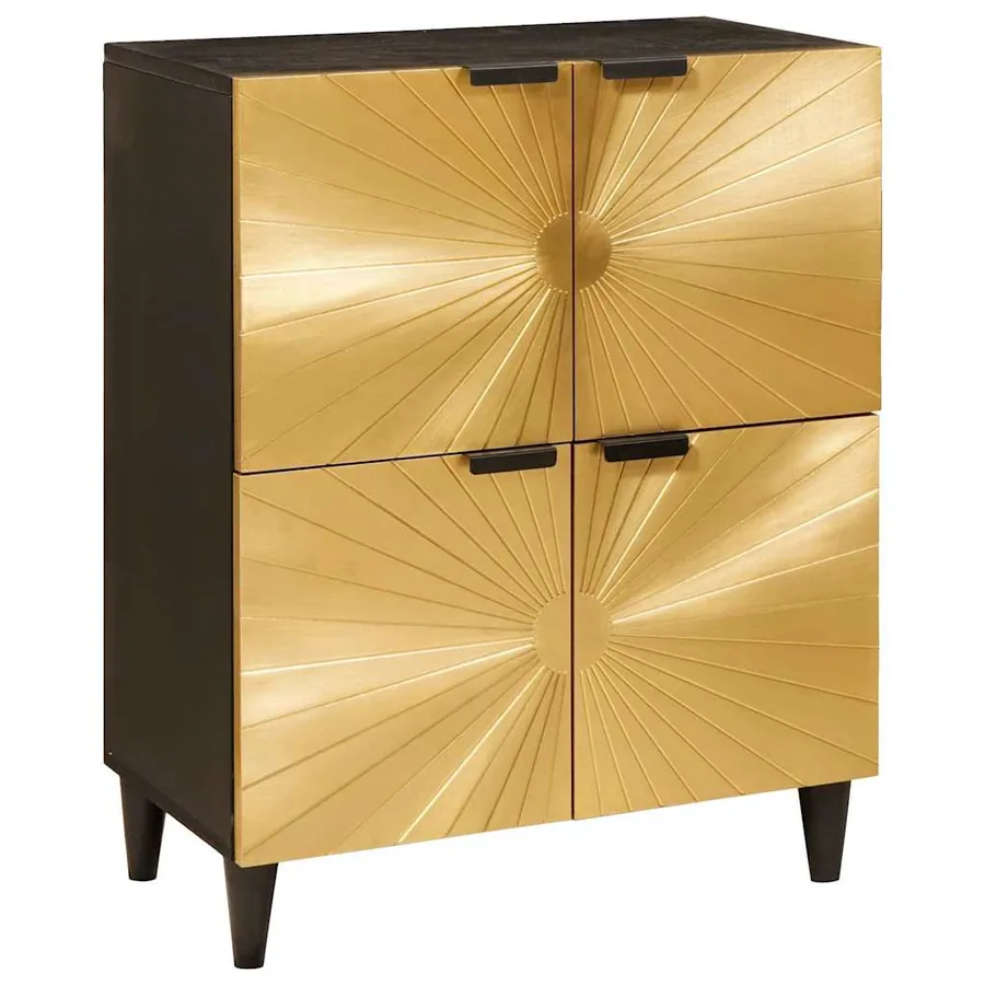 Meuble d'appoint avec stockage Noir et or 60 x 33,5 x 75 cm