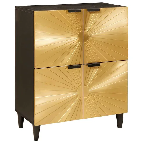 Meuble d'appoint avec stockage Noir et or 60 x 33,5 x 75 cm