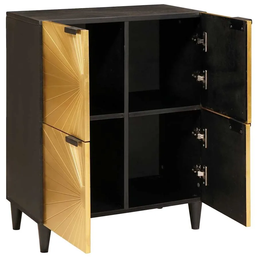 Meuble d'appoint avec stockage Noir et or 60 x 33,5 x 75 cm - 2