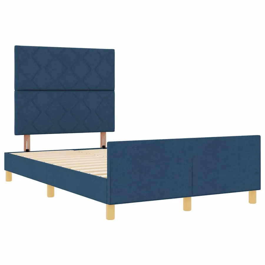 Cadre de lit avec tête de lit Bleu 120 x 200 cm tissu - 5