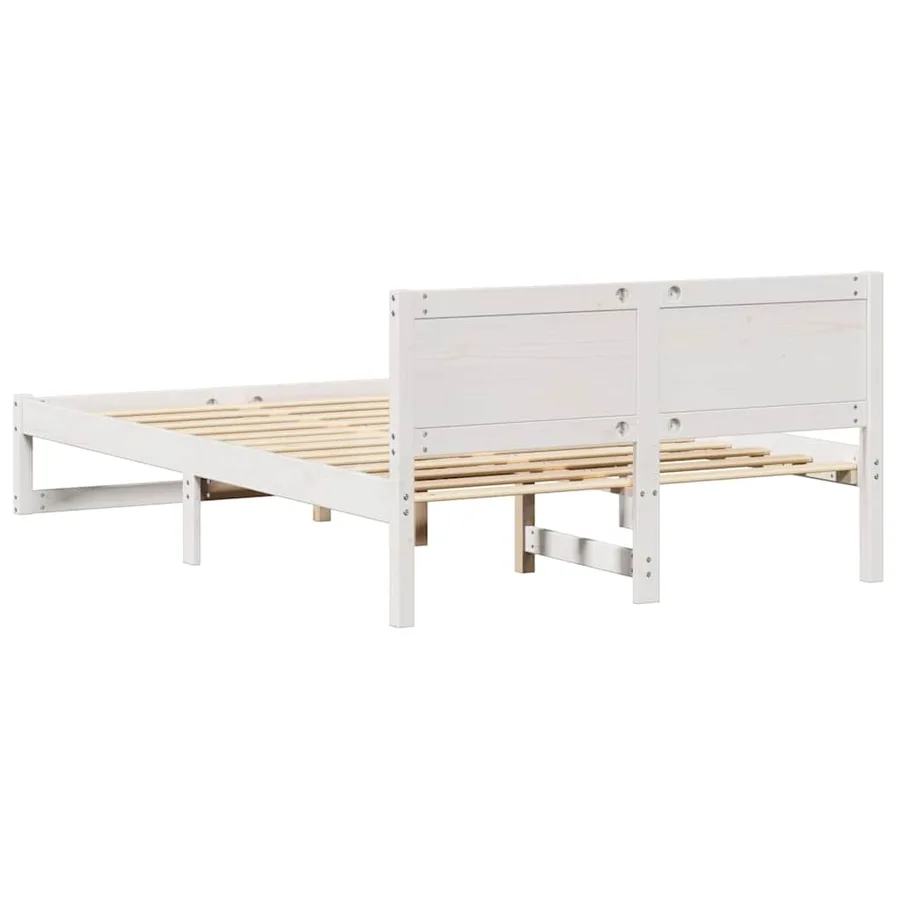 Cadre de lit avec tête de lit Blanc 120 x 200 cm Pin massif - 7