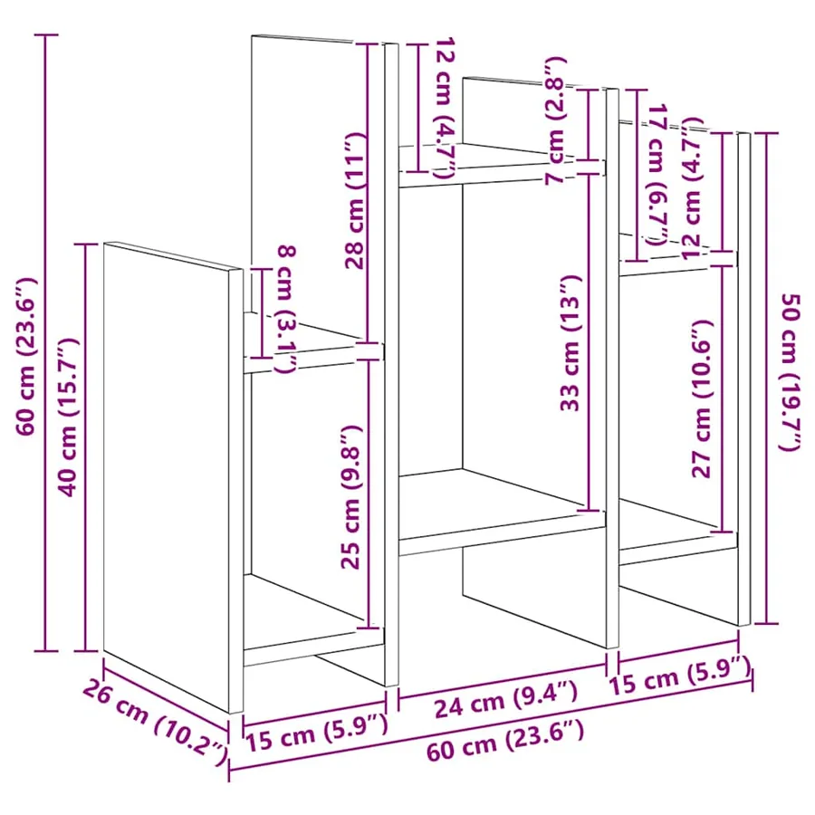 Meuble d'appoint Chêne noir 60 x 26 x 60 cm Bois d'ingénierie - 8