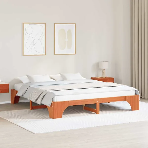 Cadre de lit Brun cire 180 x 200 cm Pin massif
