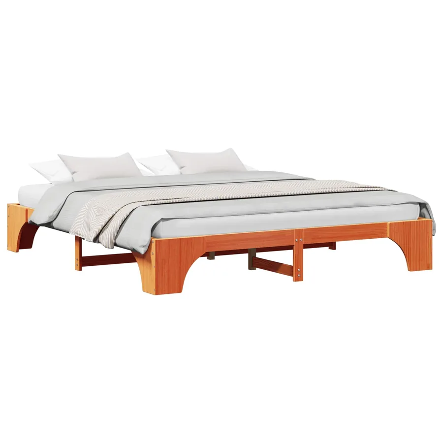 Cadre de lit Brun cire 180 x 200 cm Pin massif - 2