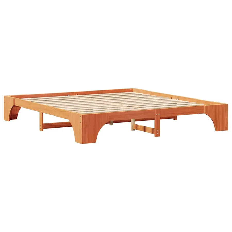 Cadre de lit Brun cire 180 x 200 cm Pin massif - 4