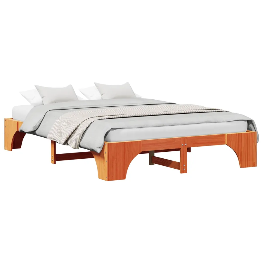 Cadre de lit Brun cire 160 x 200 cm Pin massif - 2