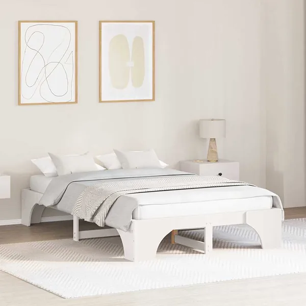 Cadre de lit Blanc 135 x 190 cm Pin massif