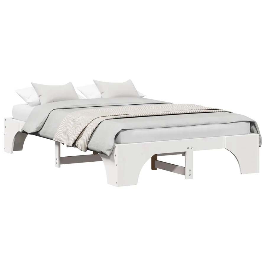 Cadre de lit Blanc 135 x 190 cm Pin massif - 2