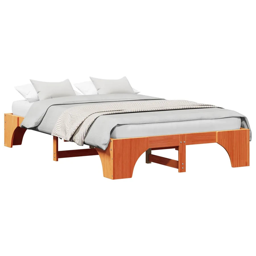 Cadre de lit Brun cire 120 x 200 cm Pin massif - 2
