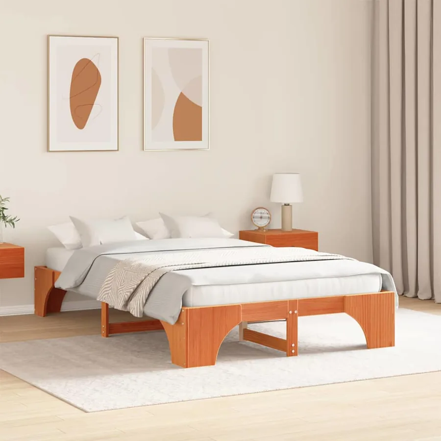Cadre de lit Brun cire 120 x 200 cm Pin massif - 3