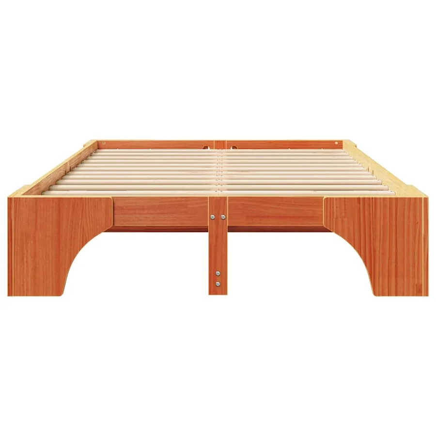 Cadre de lit Brun cire 120 x 200 cm Pin massif - 5