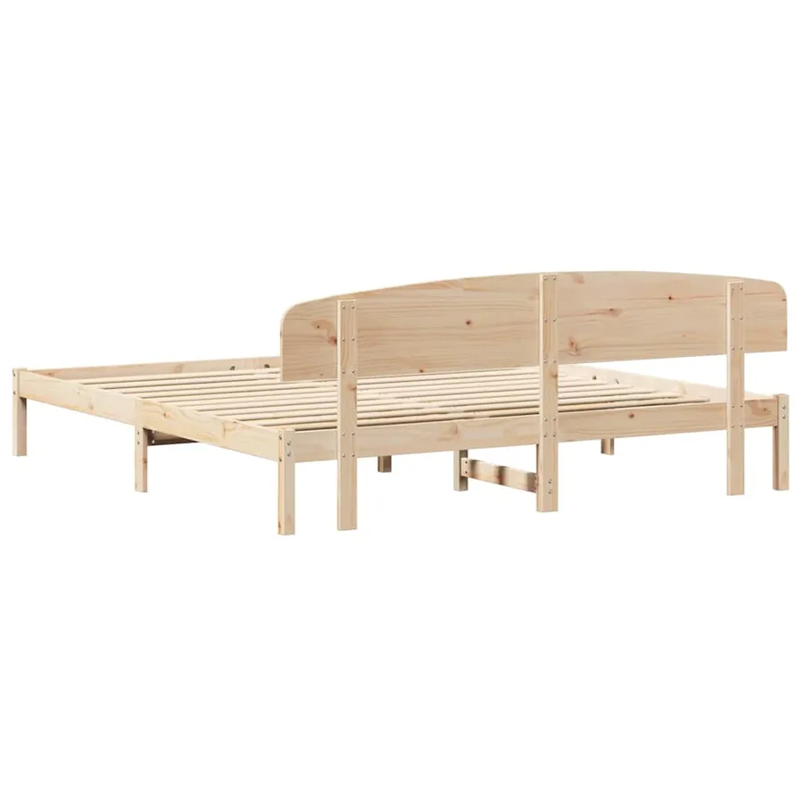 Cadre de lit avec tête de lit Naturel 180 x 200 cm Pin massif - 7