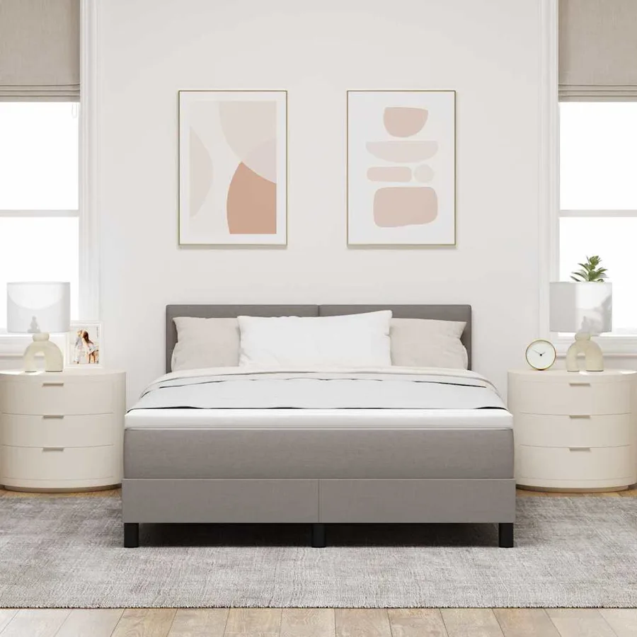 Lit à ressorts avec bandes LED Taupe 160 x 200 cm tissu - 4