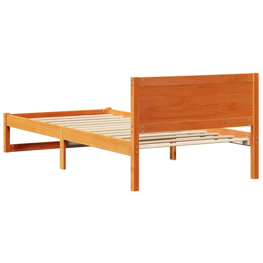 Cadre de lit avec tête de lit Brun cire 80 x 200 cm Pin massif - 7